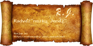 Radvánszky Jenő névjegykártya